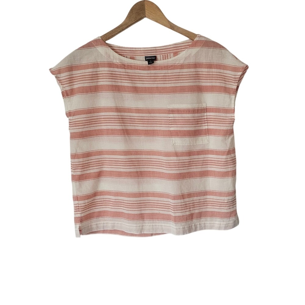 Patagonia Organic Cotton Hemp Lightweight Coral Pink Stripe Size S Gorpcore